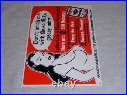Vintage Harley Davidson Motorcycle Gunk Woman 12 Motor Cycle Gasoline Oil Sign