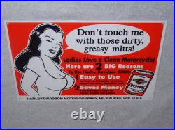 Vintage Harley Davidson Motorcycle Gunk Woman 12 Motor Cycle Gasoline Oil Sign