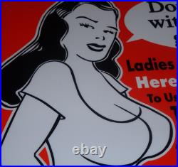 Vintage Harley Davidson Motorcycle Gunk Woman 12 Motor Cycle Gasoline Oil Sign