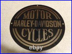 Vintage Harley Davidson Motorcycles 11 1/4 Porcelain Metal Gasoline & Oil Sign