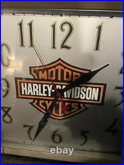 Vintage Harley Davidson Motorcycles Clock Square Metal Sign 1977 1970s Plug In