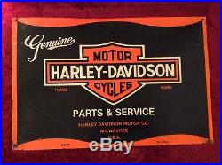 Vintage Harley Davidson Parts Service Painted Metal Sign Rusty Shabby 1950s-60s
