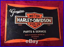 Vintage Harley Davidson Parts Service Painted Metal Sign Rusty Shabby 1950s-60s