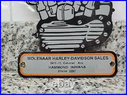 Vintage Harley Davidson Porcelain Metal Sign Indiana Motorcycle Gas Station