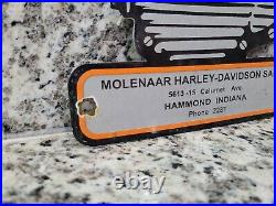 Vintage Harley Davidson Porcelain Metal Sign Indiana Motorcycle Gas Station