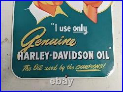 Vintage Harley-davidson Motorcycle Motor Oil Dealer Porcelain Metal Sign