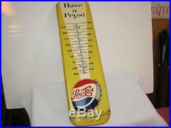 Vintage Have A Pepsi Thermometer Advertising Metal Sign, Found In Old Barn