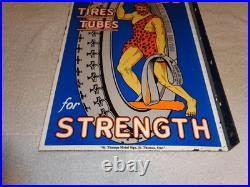 Vintage Hercules Tires & Tubes 20 Porcelain Metal Gasoline Oil Ds Flange Sign