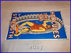 Vintage Hercules Tires & Tubes 20 Porcelain Metal Gasoline Oil Ds Flange Sign Vintage Hercules Tires & Tubes 20 Porcelain Metal Gasoline Oil Ds Flange Sign