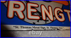Vintage Hercules Tires & Tubes Porcelain Metal Gas Oil Double Sided Flange Sign