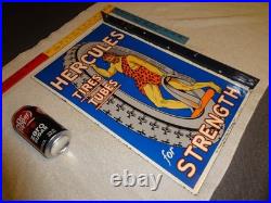 Vintage Hercules Tires & Tubes Porcelain Metal Gas Oil Double Sided Flange Sign