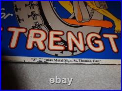 Vintage Hercules Tires & Tubes Porcelain Metal Gas Oil Double Sided Flange Sign