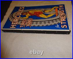 Vintage Hercules Tires & Tubes Porcelain Metal Gas Oil Double Sided Flange Sign
