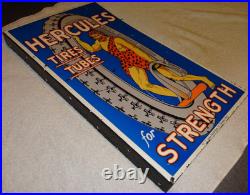 Vintage Hercules Tires & Tubes Porcelain Metal Gas Oil Double Sided Flange Sign