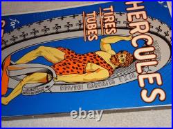 Vintage Hercules Tires & Tubes Porcelain Metal Gasoline Oil 2 Sided Flange Sign