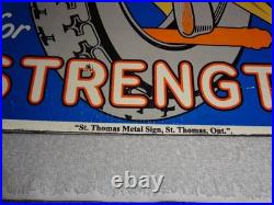 Vintage Hercules Tires & Tubes Porcelain Metal Gasoline Oil 2 Sided Flange Sign