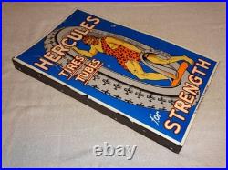 Vintage Hercules Tires & Tubes Porcelain Metal Gasoline Oil 2 Sided Flange Sign