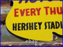 Vintage Hersheys Porcelain Sign Old Aaa Midget Auto Car Races Stadium Speedway