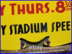 Vintage Hersheys Porcelain Sign Old Aaa Midget Auto Car Races Stadium Speedway