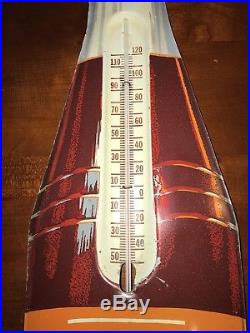 Vintage Hires Root Beer Tin Metal 29 Bottle Shaped Thermometer Made In USA