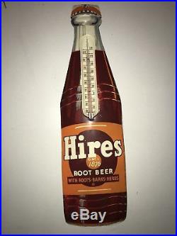 Vintage Hires Root Beer Tin Metal 29 Bottle Shaped Thermometer Made In USA