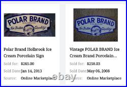Vintage Holbrook Polar Bear Brand Ice Cream Dairy Porcelain Metal Sign Lot Of 2