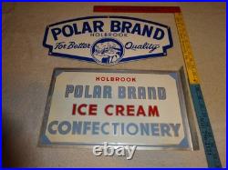 Vintage Holbrook Polar Bear Brand Ice Cream Dairy Porcelain Metal Sign Lot Of 2