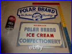 Vintage Holbrook Polar Bear Brand Ice Cream Dairy Porcelain Metal Sign Lot Of 2