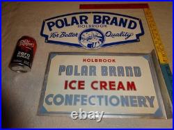 Vintage Holbrook Polar Bear Brand Ice Cream Dairy Porcelain Metal Sign Lot Of 2