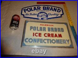 Vintage Holbrook Polar Bear Brand Ice Cream Dairy Porcelain Metal Sign Lot Of 2 Vintage Holbrook Polar Bear Brand Ice Cream Dairy Porcelain Metal Sign Lot Of 2