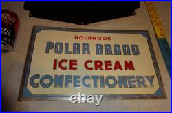 Vintage Holbrook Polar Bear Brand Ice Cream Dairy Porcelain Metal Sign Lot Of 2