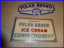 Vintage Holbrook Polar Bear Brand Ice Cream Dairy Porcelain Metal Sign Lot Of 2 Vintage Holbrook Polar Bear Brand Ice Cream Dairy Porcelain Metal Sign Lot Of 2