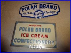 Vintage Holbrook Polar Bear Brand Ice Cream Dairy Porcelain Metal Sign Lot Of 2