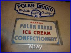 Vintage Holbrook Polar Bear Brand Ice Cream Dairy Porcelain Metal Sign Lot Of 2