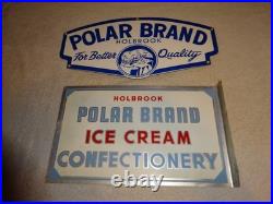 Vintage Holbrook Polar Bear Brand Ice Cream Dairy Porcelain Metal Sign Lot Of 2