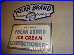 Vintage Holbrook Polar Bear Brand Ice Cream Dairy Porcelain Metal Sign Lot Of 2
