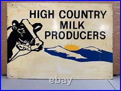 Vintage Holstein Dairy Metal Sign Farm Milk Feed Original 20x28 Double Sided