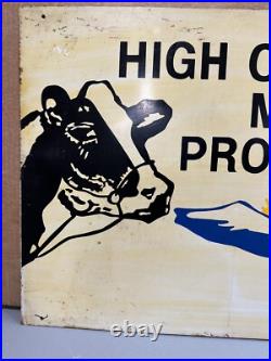 Vintage Holstein Dairy Tin Metal Sign Farm Milk Feed Original 20x28 Double Sided