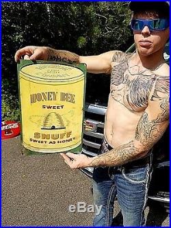 Vintage Honey Bee Snuff Smoking Cigarette Tobacco Metal Sign 18inX12 Pipe