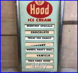 Vintage Hood Ice Cream Dairy Menu Board Advertising Cow Cardboard Metal Frame