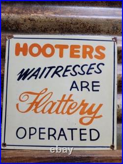 Vintage Hooters Porcelain Sign Old Bartender Bar Restaurant Waitress Brothel