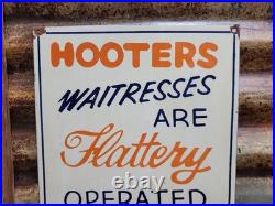 Vintage Hooters Porcelain Sign Old Bartender Bar Restaurant Waitress Brothel