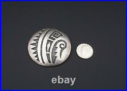 Vintage Hopi Artisan Lawrence Saufkie Sterling Silver Brooch 1.7 Overlay OS478