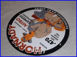 Vintage Hornady Gun Bullets Big Game 11 3/4 Porcelain Metal Gasoline & Oil Sign
