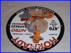 Vintage Hornady Gun Bullets Big Game 11 3/4 Porcelain Metal Gasoline & Oil Sign