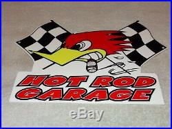 Vintage Hot Rod Garage Thrush Automotive Woodpecker! 14 Metal Gasoline Oil Sign