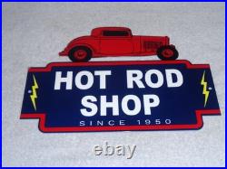 Vintage Hot Rod Shop Auto Parts Lightning 1950 12 Metal Car Gasoline & Oil Sign