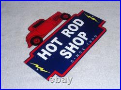 Vintage Hot Rod Shop Auto Parts Lightning 1950 12 Metal Car Gasoline & Oil Sign