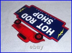 Vintage Hot Rod Shop Auto Parts Lightning 1950 12 Metal Car Gasoline & Oil Sign