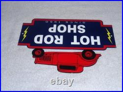 Vintage Hot Rod Shop Auto Parts Lightning 1950 12 Metal Car Gasoline & Oil Sign